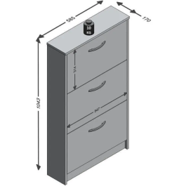FMD Zapatero FMD4029494118028 Decoración Blanca 3 Solapas 6 Pares L58.5 x H104.5 x P17 cm Hecho en Alemania