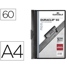 Durable Carpeta Duraclip Dossier Pinza Lateral Negro Capacidad 60 Hojas DIN A4 Polipropileno Precio: 2.50000036. SKU: BIX142209-01