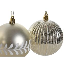 Bola Decoracion Navidad Moderna DKD Home Decor Dorado Plateado 16 x 24 x 16 cm Set de 12 (2 Unidades)