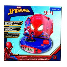 Lexibook Radio reloj despertador Spiderman con proyección de hora e imágenes, 4 efectos de sonido y Radio FM para niños +3 años