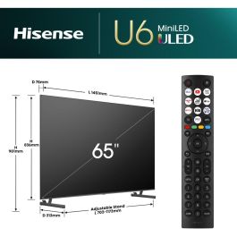 Hisense 65U6NQ Televisor Smart TV 65" 4K Ultra HD ULED Mini LED con HDR Dolby Vision & Atmos para Gaming VRR/ALLM Gris