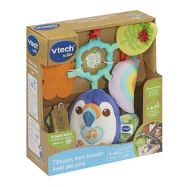 VTech Baby - Titouan, Mi Tucán Despertar Sensorial - VTE3417765870057 - Botellas de Plástico Reciclado - Multicolor