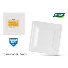 Set de 25 Platos Biodegradables Cuadrados 26 cm Algon (8 Unidades) Precio: 23.50000048. SKU: B1E5VQ55PW