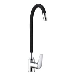 Grifo cocina monomando baiona caño flexible negro