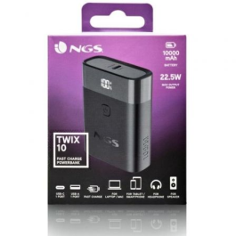 NGS TWIX10 Powerbank 10000mAh 22.5W Carga Rápida USB-C/A Negra con Pantalla LED y PD 20W/QC3.0