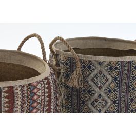 Cesta Boho DKD Home Decor Granate Azul 40 x 48 x 40 cm (2 Unidades) Cesta Boho DKD Home Decor Granate Azul 40 x 48 x 40 cm (2 Unidades)