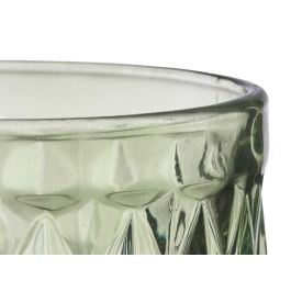 Vivalto Vaso Diamante Verde 370 ml - Vidrio Elegante para Bebidas, 8x12.5x8 cm (24 Unidades)