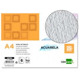 Liderpapel Papel Acuarela 300g/m2 210x297mm Blanco Tono Crema Grano Medio Pack 6 Hojas Precio: 4.49999968. SKU: B1EC62SD58