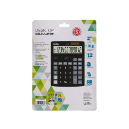 Liderpapel Calculadora Sobremesa xf29 12 Dígitos Solar y Pilas Color Negro 190x140x30 mm