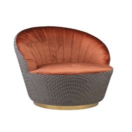 DKD Home Decor Butaca Sixties Oriental Charm Marrón y Negro, Poliéster. Medidas: 66x85x69 cm, Altura Asiento 45 cm.