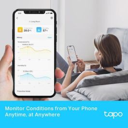TP-Link Tapo Monitor de Temperatura y Humedad Inteligente con Pantalla E-Ink 2.7", Alta Precisión ±0.3°C ±3%HR, Notificaciones App y Almacenamiento Datos