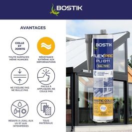 Bostik BOS3549212489342 Sellador/Adhesivo Flexpro PU811 para Todos los Materiales Interior/Exterior Antracita RAL7016 300ml