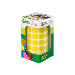 Liderpapel Gomets Circulares Adhesivos 15 mm Amarillo Rollo 2500 Unidades Caja Cartón