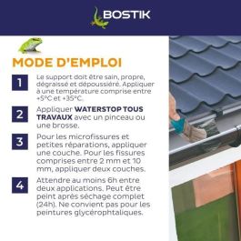 Bostik BOS3549212466886 Membrana Impermeabilizante Waterstop para Reparación de Fugas - Envase de 1 kg Gris