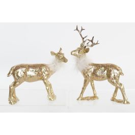 DKD Home Decor Figura Decorativa de Reno para Navidad Moderna, de Resina Color Dorado, 9 x 22.5 x 17.5 cm, Set de 2 Unidades Precio: 14.24412. SKU: B14HEN234B