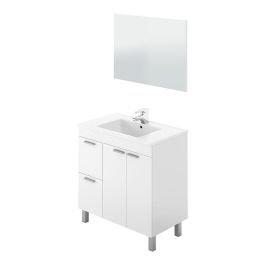 Forés/Arkit Mueble de baño con espejo, 2 puertas y 2 cajones - Blanco brillo - 80x45x80 cm Forés/Arkit Mueble de baño con espejo, 2 puertas y 2 cajones - Blanco brillo - 80x45x80 cm