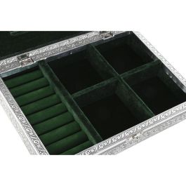 DKD Home Decor Joyero Indio de Madera y Aluminio, Plateado y Verde, con diseño Pavo real, 20x5.4x27.5 cm DKD Home Decor Joyero Indio de Madera y Aluminio, Plateado y Verde, con diseño Pavo real, 20x5.4x27.5 cm
