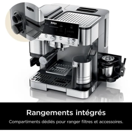 Ninja ES601EU Luxe Premier Cafetera Espresso con Molinillo Integrado, 2L, 1650W, Negro/Acero Inoxidable