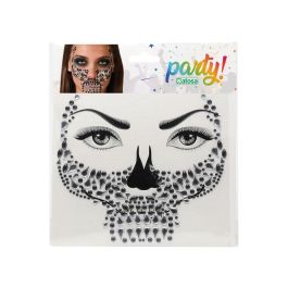 Joyas Faciales Adhesivas Calavera Negra Y Plateada Maquillajes Góticos