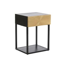 Mesita de Noche DKD Home Decor Dorado 35 x 40 x 55 cm Negro Metal Madera