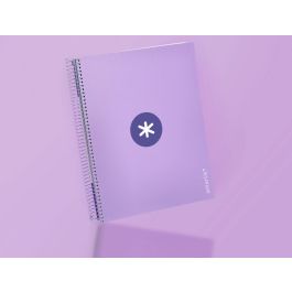 Cuaderno Espiral A4 Micro Antartik Tapa Forrada 120H 90 gr Cuadro 5 mm 5 Bandas 4 Taladros Color Lavanda