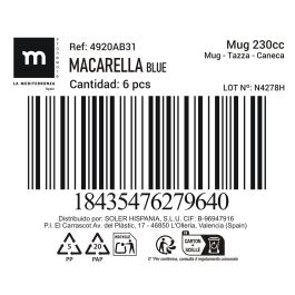 Mug Macarella Blue 230 ml - Inde (48 Unidades) Mug Macarella Blue 230 ml - Inde (48 Unidades)
