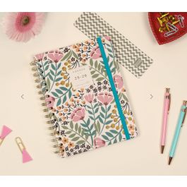 Finocam Agenda Espiral Doble E10 155x212 mm Tapa Dura Jardín 2025-2026 - Diseño Moniquilla