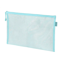Liderpapel Bolsa Zipper Bag Poliéster Transpirable Multiusos DIN A4 Azul Pastel