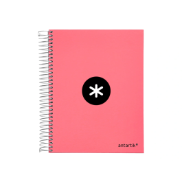 Antartik Cuaderno espiral A5 micro tapa forrada 120h 90 gr liso 5 bandas color coral