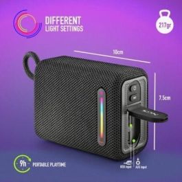 NGS ROLLERFURIA1BLACK Altavoz Bluetooth 15W 2.0 Negro Resistente Agua IPX6 TWS Portátil USB 9 Horas Batería Correa