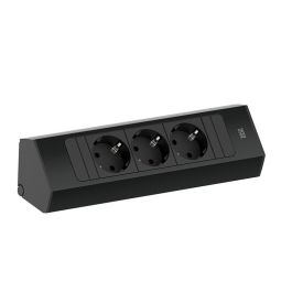Bachmann 3Xtt Regleta Esquinera Casia 2 con 3 Enchufes Schuko Negra, Cable 2m para Cocina y Espacios Reducidos