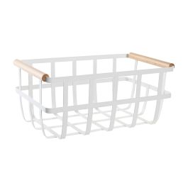 DKD Home Decor Yamazaki 22 Cesta de Almacenaje Basicos Blanco Natural, Fabricada en Metal y Madera de Pino, Medidas 22x15.5x36 cm Precio: 14.49999991. SKU: S3041238