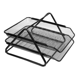 Q-connect Bandeja Sobremesa Metálica Rejilla gxa100 Negra 2 Bandejas Movibles 300x185x350 mm