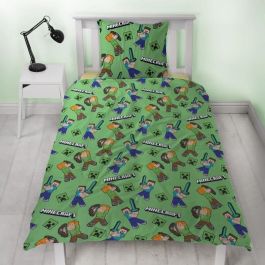 Minecraft Juego de Cama AAART15239 - Microfibra - 1 Funda Nórdica 140x200 cm + 1 Funda de Almohada 63x63 cm