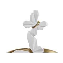 DKD Home Decor Bandeja Vaciabolsillos Shabby Dorado Blanco Resina 14.5 x 14.5 x 14 cm (4 Unidades)
