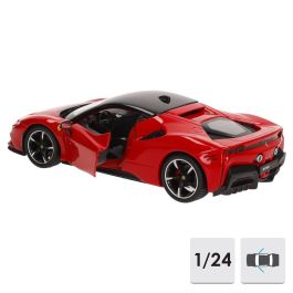 BURAGO Coche Ferrari SF90 Stradale escala 1:24 con puertas de apertura manual y tamaño 24x12x10cm