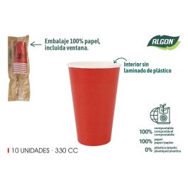 Set de 10 vasos de cartón rojo 330 cc Algon (20 Unidades) Precio: 14.7899994. SKU: B15LT3M7CH