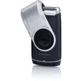 Braun Rasierer MobileShave M-90 Afeitadora de Bolsillo Recargable Inalámbrica con Batería Autonomía 60h Color Azul y Plata