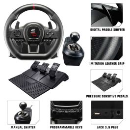 SUPERDRIVE GS650-X Volante de Carreras con Cambio Manual, 3 Pedales y Levas para PS4 / Xbox