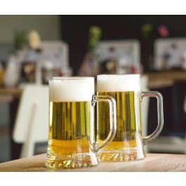 La Mediterranea Jarra Cerveza 600 ml. Dimensiones: 9,3 cm (ancho) x 15,3 cm (alto) x 8,2 cm (largo). (24 Unidades)