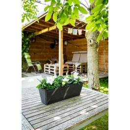 Garden Id Jardinera Green Care Impact Black-Anth 50 x 16 x 16 cm 10 años de garantía 100% reciclado Resistente UV/gel