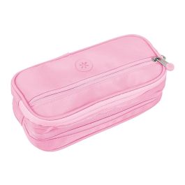 Estuche Portatodo Antartik Fusion Flex 3 Cremalleras Rosa Compañero Mochila 100x60x220 mm