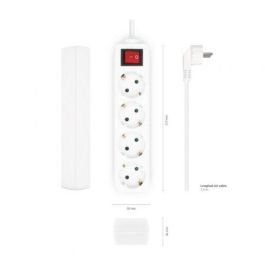 Aisens Base Múltiple 4 Tomas con Interruptor, Cable 3x1.5 mm2 1.4M, Blanco