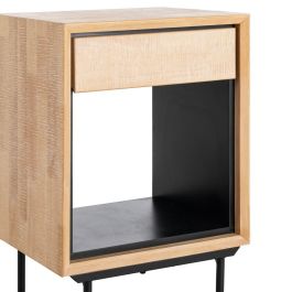 Mesita Natural-Negro Madera-Metal 50 X 40 X 70,50 cm