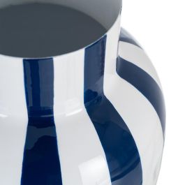 Jarrón Rayas Azul Metal Decoración 18 X 18 X 30 cm