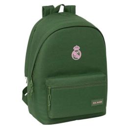 Safta Mochila Doble Portátil 15,6" con USB, Real Madrid Chica Caqui, 31x44x18 cm