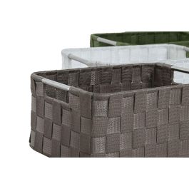Juego de Cestas Home ESPRIT Verde Gris Crema Metal Polipropileno (3 Piezas) (3 Unidades)