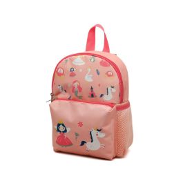KioKids Mochila Escolar Rosa para Niños Pequeños +0 Meses - 4.6L, Poliéster Resistente, 2 Bolsillos, Asa y Tirantes Ajustables