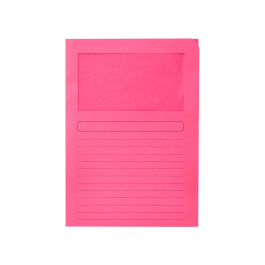 Q-connect Subcarpeta Cartulina DIN A4 Rosa con Ventana Transparente 120 g/m²