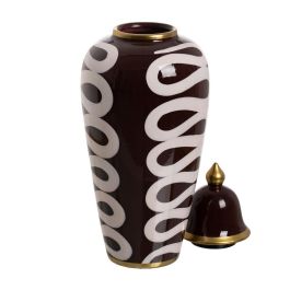 Tibor Blanco-Marrón Porcelana Decoración 19 X 19 X 48 cm